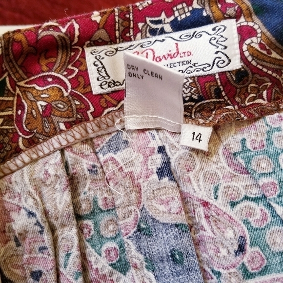 VINTAGE 90's Paisley Button Down Pleated Circle Skirt Size 14 - Picture 5 of 6